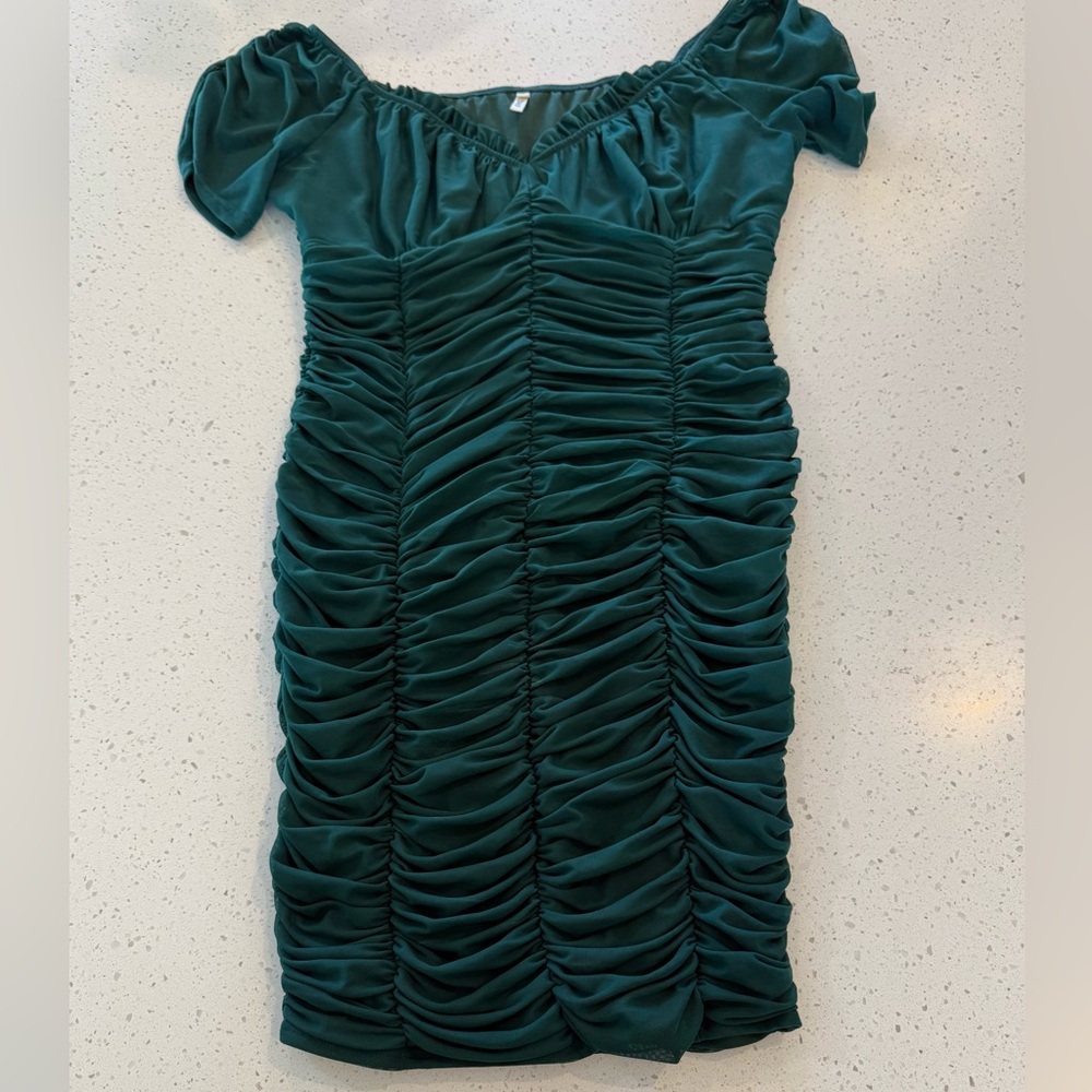 1X Bluebell Women's Plus Green Tonight Mesh Midi Dress Stretch Plus Size Evening